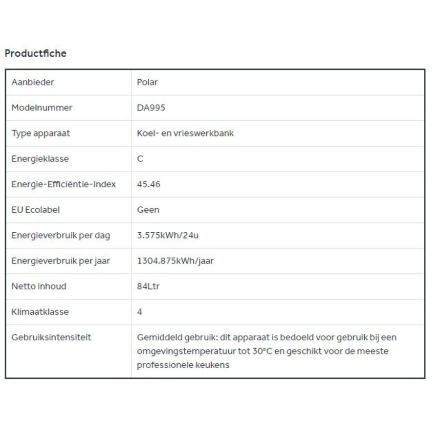 Gefrierschrank | Edelstahl | 1 Schublade | 61(H)x123(B)x70(T) cm