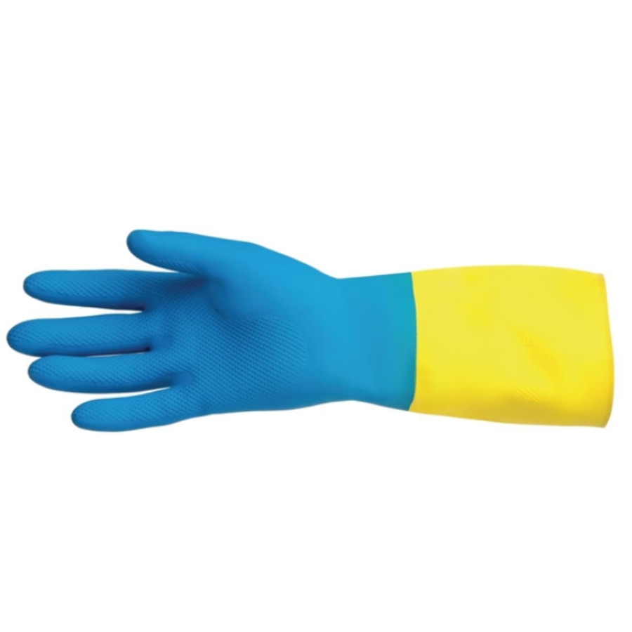 Wasserdichte Arbeitshandschuhe blau und gelb
