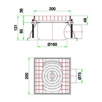 Bodenablauf Edelstahl Horizontal Anschluss | 20(B)x20(T)x13(H) cm