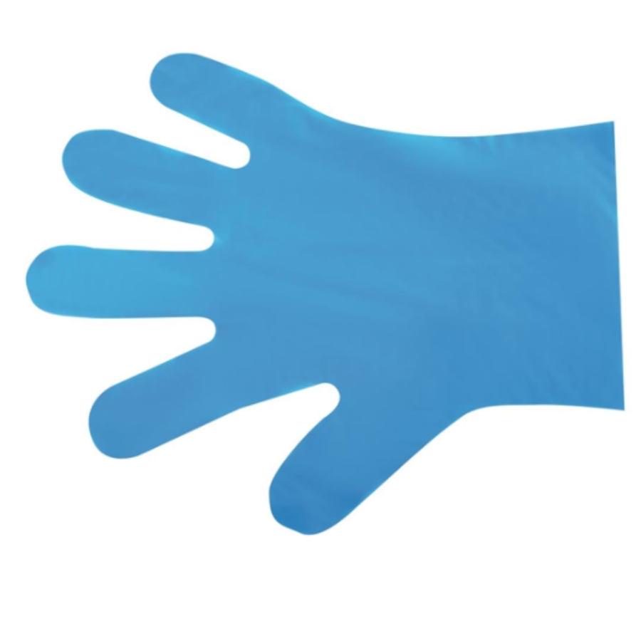 Kompostierbare Vegware-Handschuhe für die Zubereitung von Speisen blau - mittel