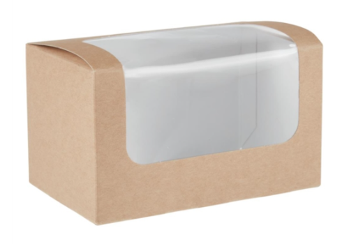  NeumannKoch Kompostierbare Sandwichboxen 500 Stück | PLA-Fenster | Kraftpapier 