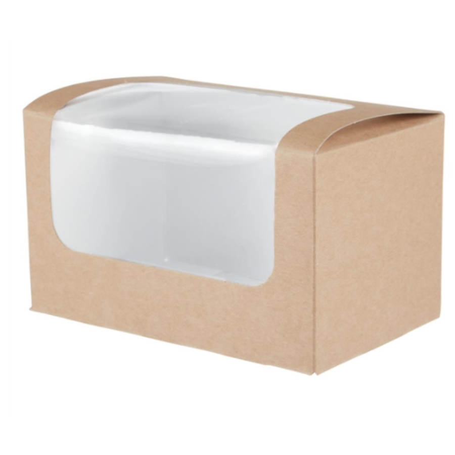Kompostierbare Sandwichboxen 500 Stück | PLA-Fenster | Kraftpapier