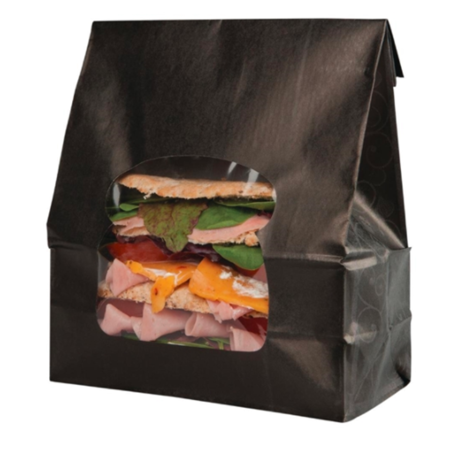 recycelbare schwarze Sandwichboxen mit Fenster (250 Stück)