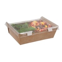 rechteckige Kraft-Food-Boxen mit wiederverwertbarem Deckel 910 ml (200 Stück)