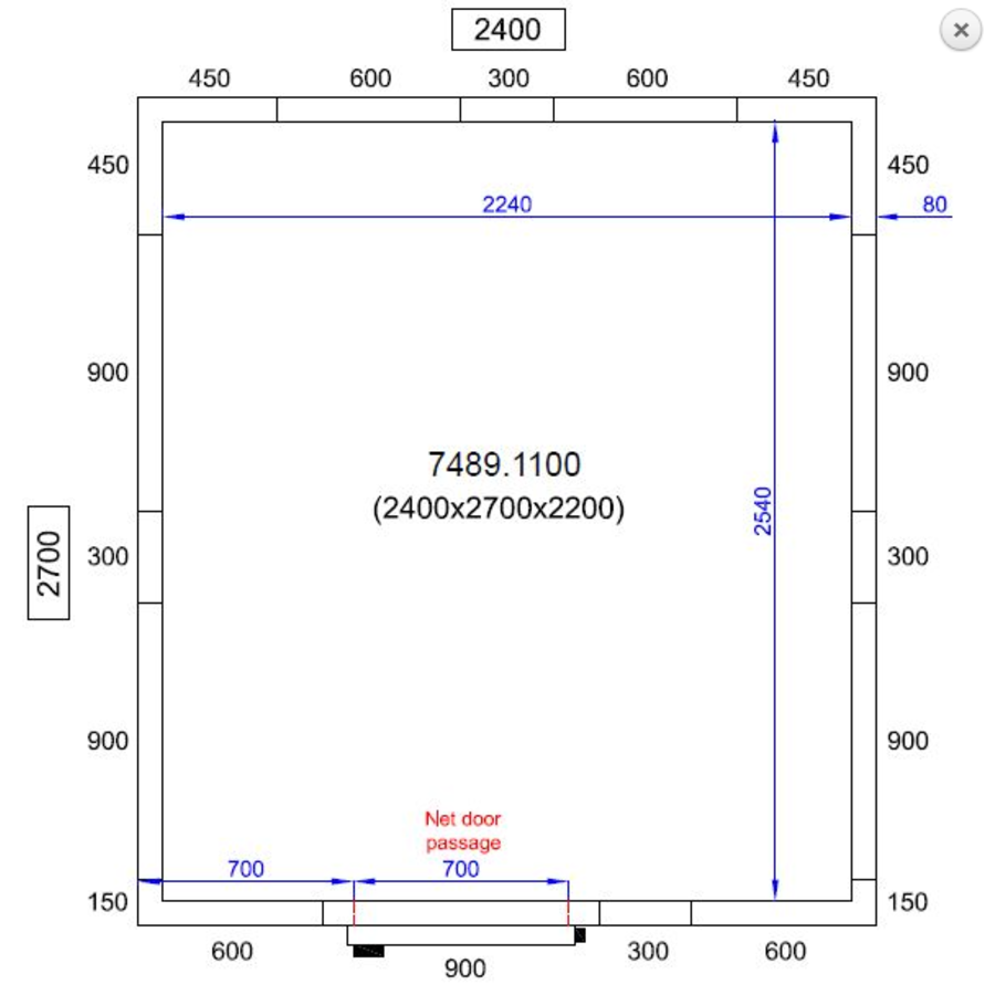 Kühlraum 270X210X220 CM