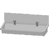 SS 304 Waschtrog mit 2 Wasserhähnen | 120 x 19,7 x 47,4 cm