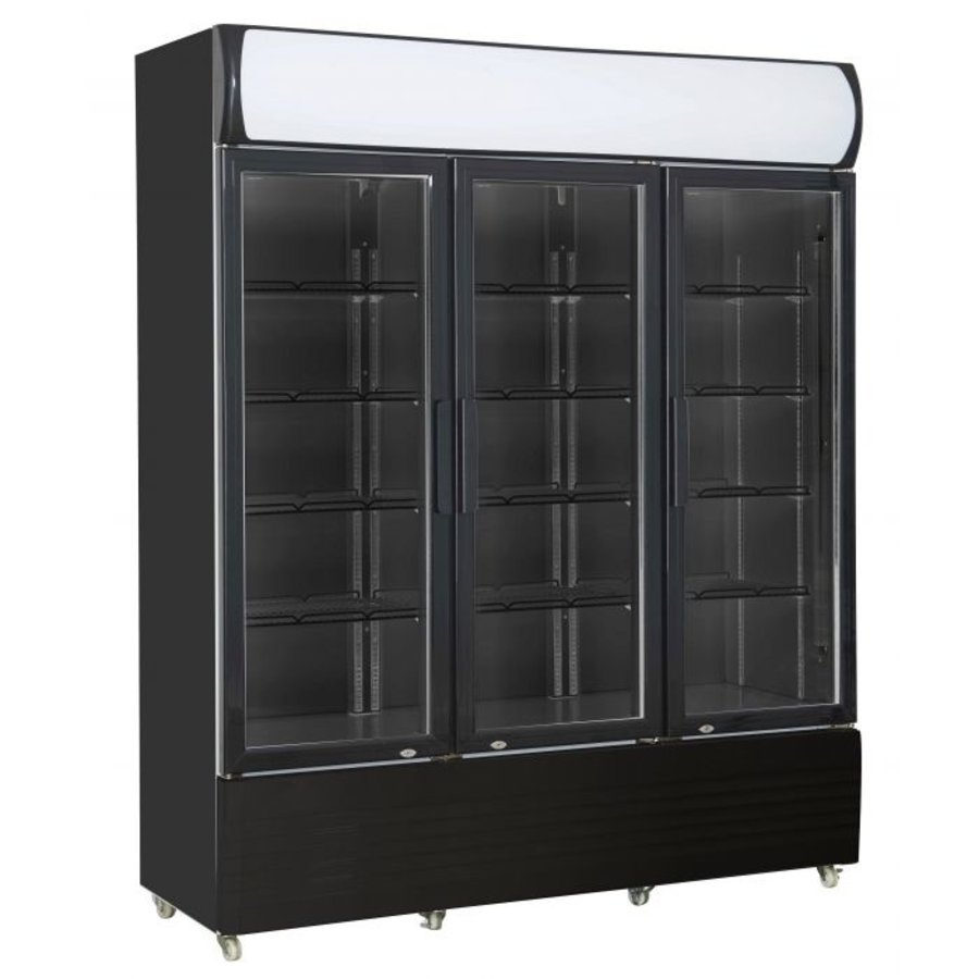 Schwarzer Kühlschrank | 3 Glastüren | 61x160x (h) 197,3 CM