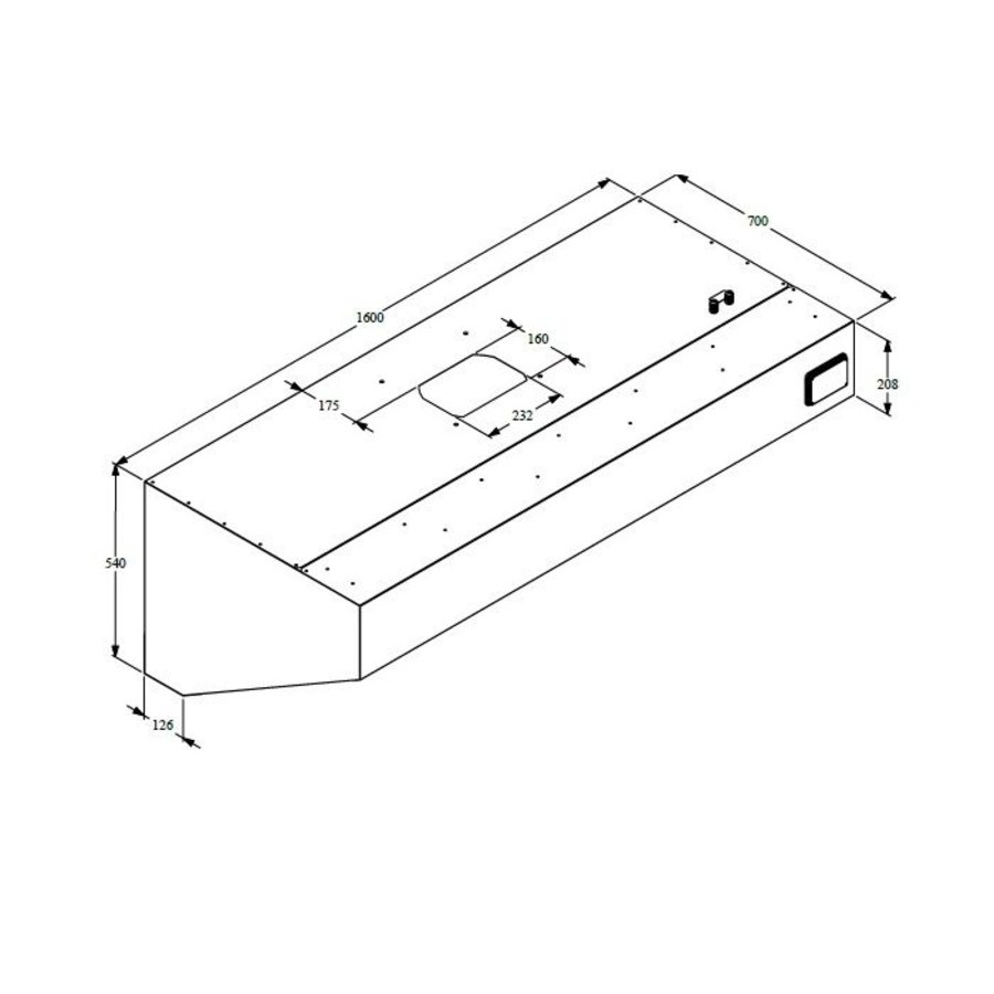 Wandhaube mit Motor 160x70x52 cm