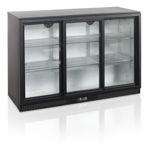  NeumannKoch Barkühlschrank | Schwarz | 3 Glasschiebetüren 
