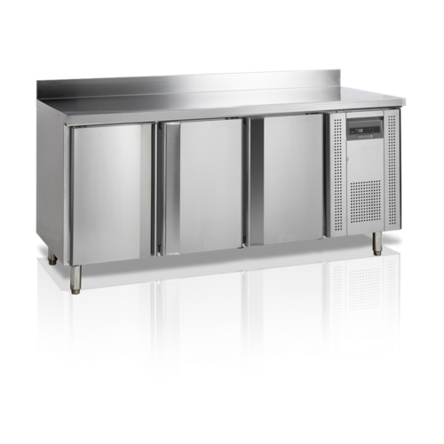  NeumannKoch Kühlwerkbank aus Edelstahl mit Rückwand | 3-Türer | 180 x 70 x 98 cm 