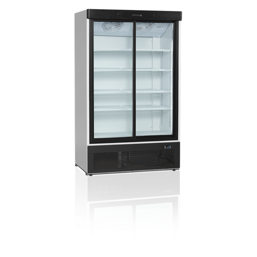 Kühlschrank anzeigen | 2 Glasschiebetüren | Schwarz | 120 x 74 x 199 cm