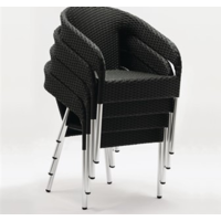Schwarze Stühle | Polyrattan | Innen/Außen | Holzkohle (4 Stück)