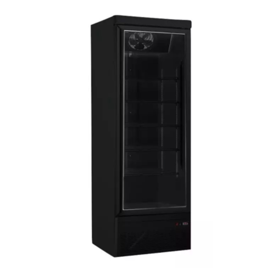 Kühlschrank mit Glastür | 1 / +10 °C | schwarz | 75 x 71 x 200,3 cm