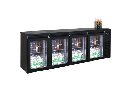  NeumannKoch Edelstahl Bar Cooler Schwarz | 4 Glastüren 