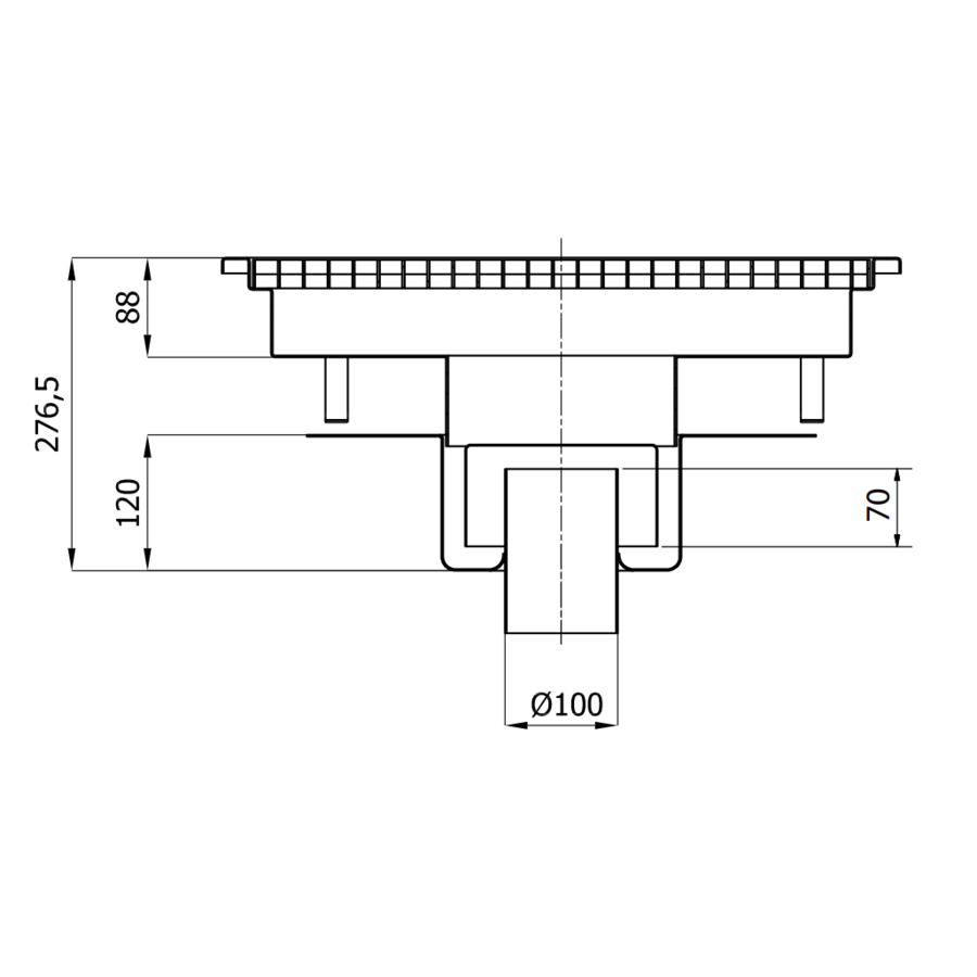 Bodenablauf Edelstahl Vertikal Anschluss | 60(B)x60(T)x28 (H)cm