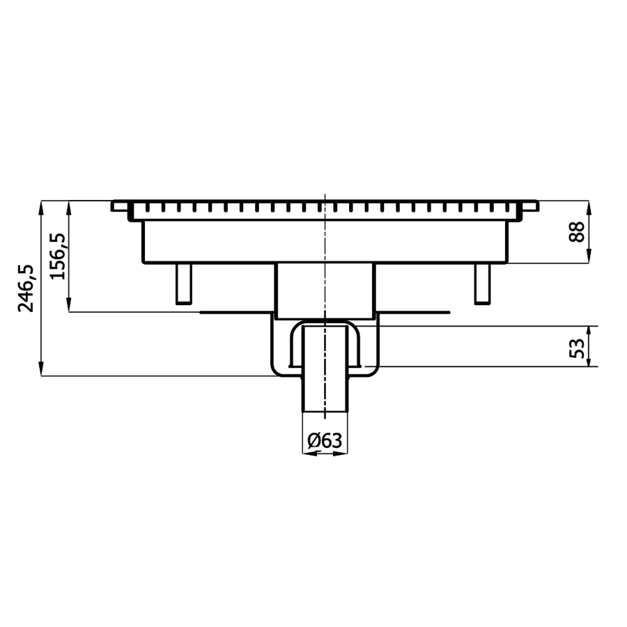 Bodenablauf Edelstahl Vertikal Anschluss | 60(B)x30(T)x25(H) cm
