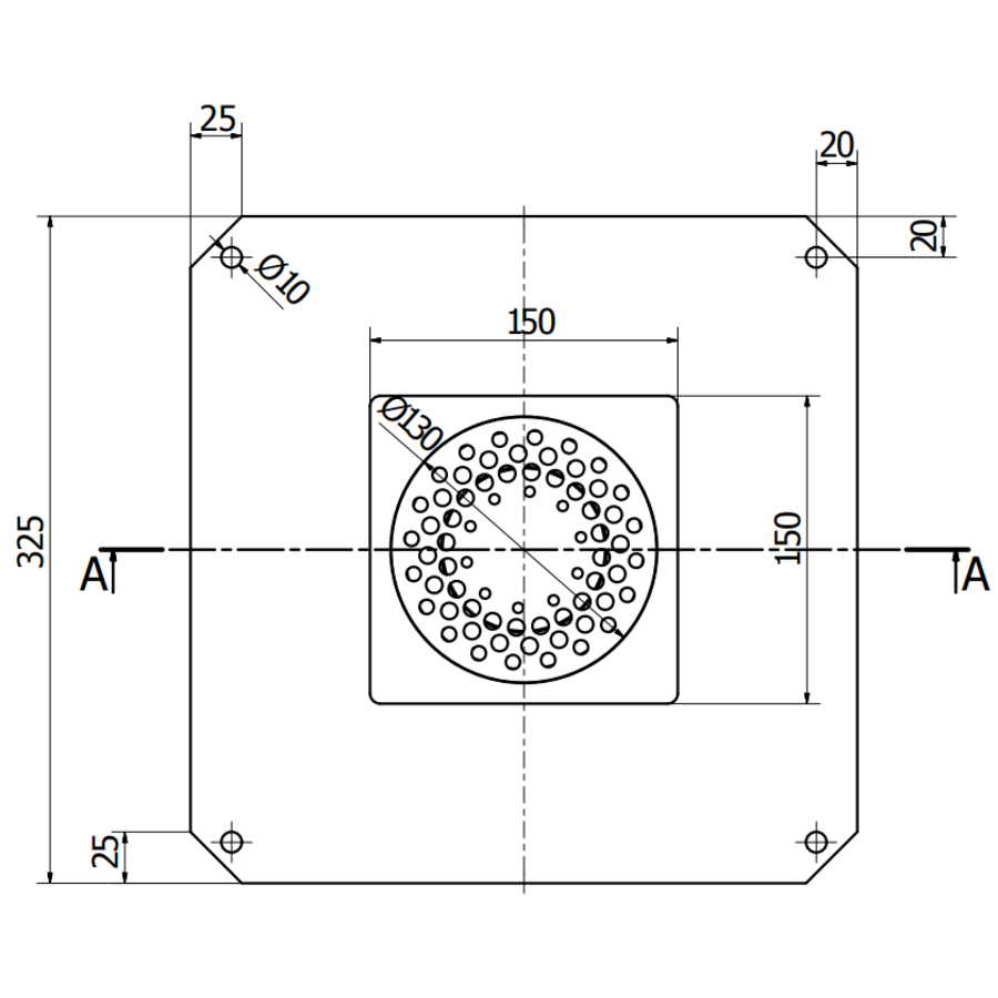 Bodenablauf Edelstahl Vertikal Anschluss | 15(B)x15(T)x17(H) cm