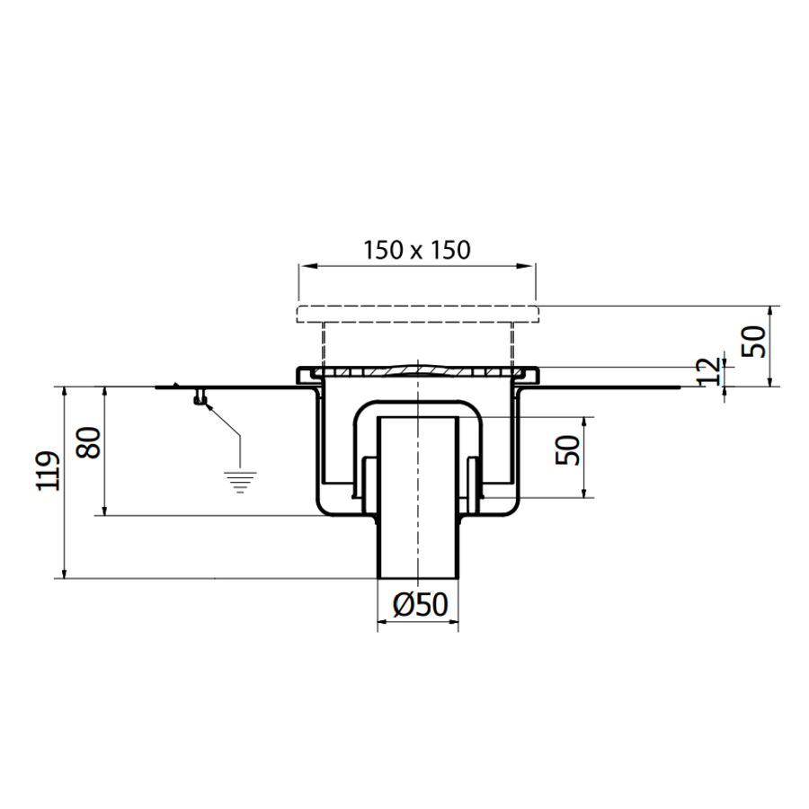 Bodenablauf Edelstahl Vertikal Anschluss | 15(B)x15(T)x17(H) cm