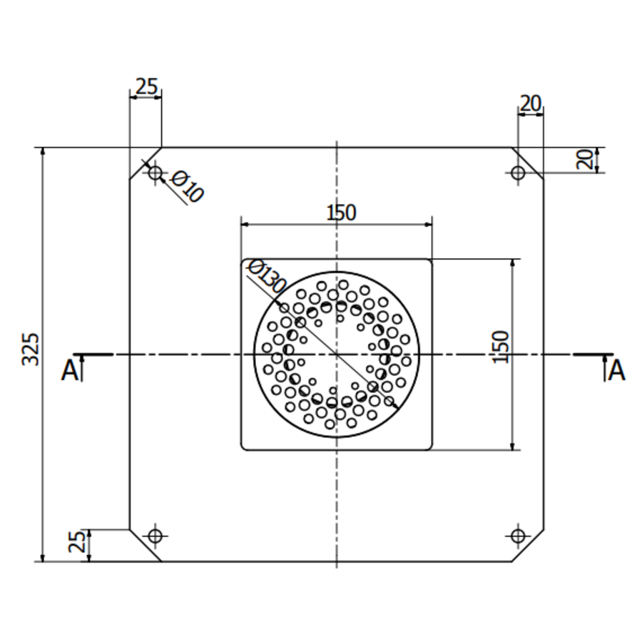 Bodenablauf Edelstahl Horizontal Anschluss | 15(B)x15(T)x18(H) cm