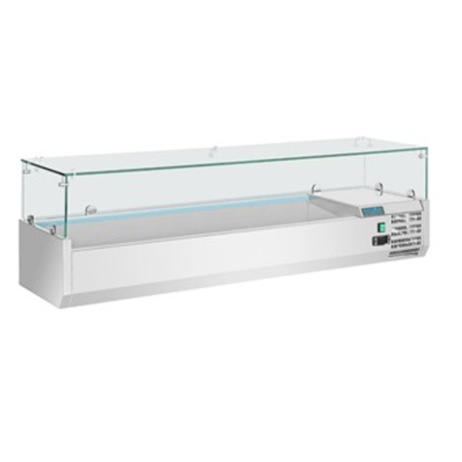 Kühlaufsatz mit Glasaufsatz | 5x1/3 GN+1x1/2GN | 200x13.4x70cm