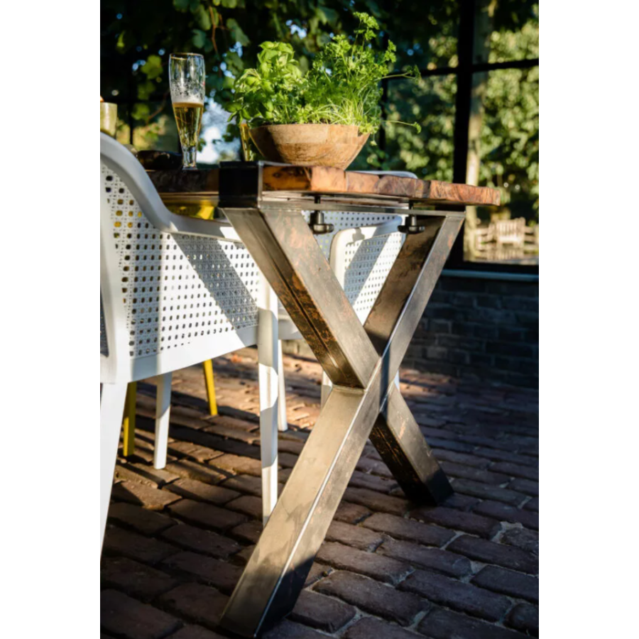 Old Dutch Tisch mit Barnwood-Tischplatte | 180x80x110 cm  |  X Gestell