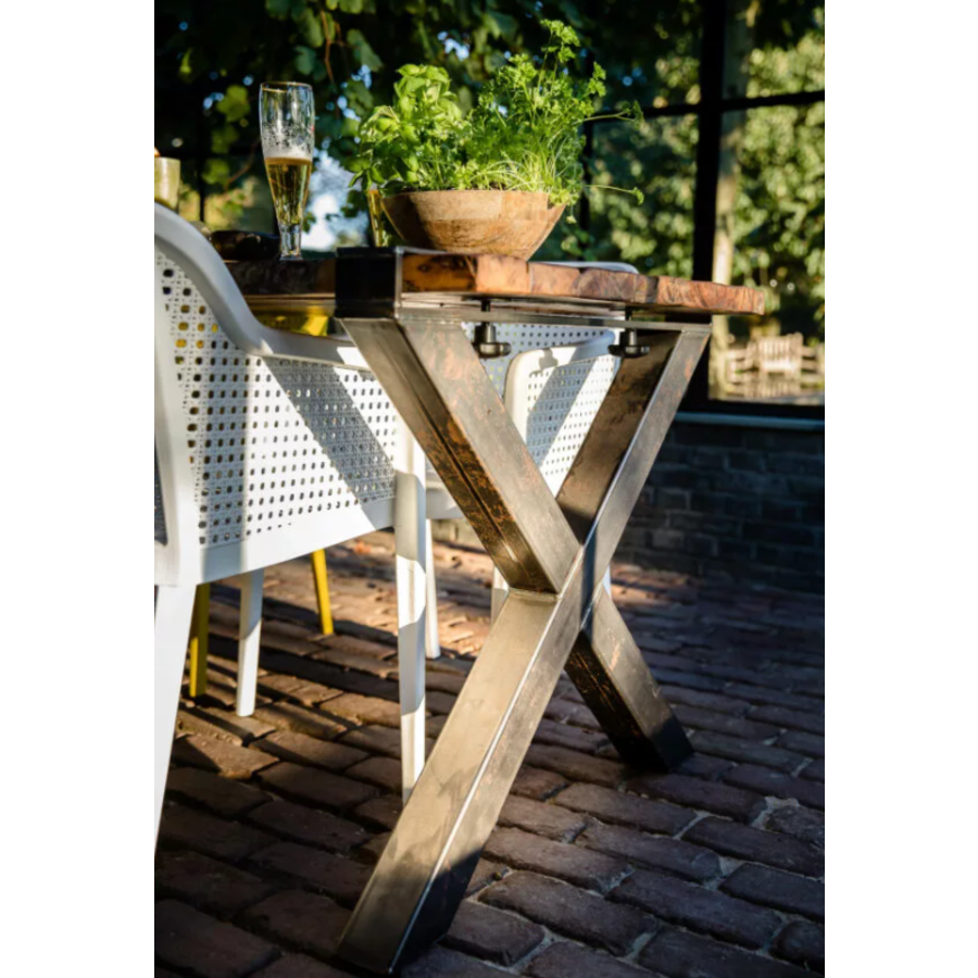 Old Dutch Tisch mit Barnwood-Tischplatte | 220x80x110cm | X Gestell