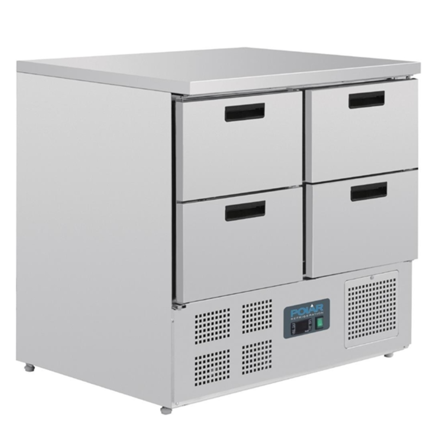 Polar Serie G Kühltisch mit 4 Schubladen 240L/  88(H) x 90(B) x 70(T)cm
