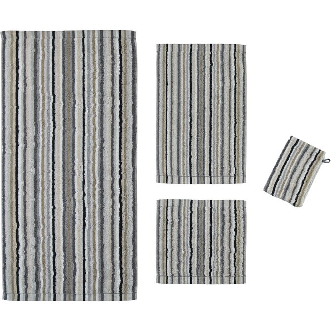 Cawö Lifestyle Streifen Gastendoekje 7048 Kiezelsteen-37 30x50