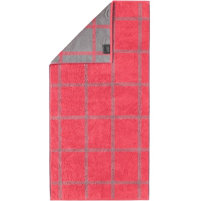 Cawö Two-Tone Grafik Handdoek  Rot 50x100