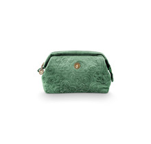 Pip Cosmetic Purse Small Velvet Quilted Green 19x12x8.5cm