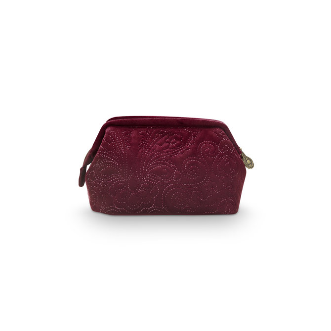 Pip Cosmetic Purse Small Velvet Quiltey Days Red 19x12x8.5cm