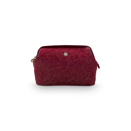 Pip Cosmetic Purse Extra Large Velvet Quiltey Days Red 30x20.7x13.8cm