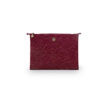 Pip Cosmetic Flat Pouch Large Velvet Quiltey Days Red 30x22x1cm