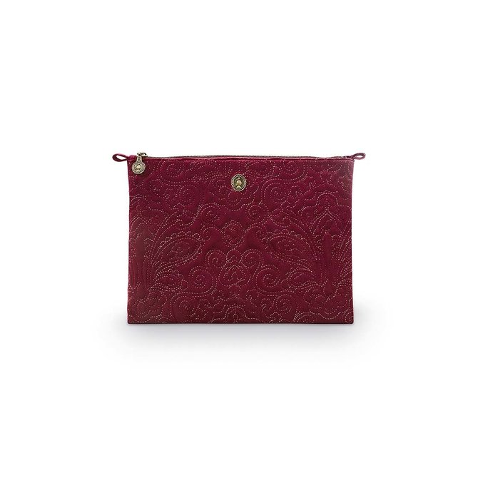 Pip Cosmetic Flat Pouch Large Velvet Quiltey Days Red 30x22x1cm