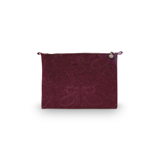 Pip Cosmetic Flat Pouch Large Velvet Quiltey Days Red 30x22x1cm