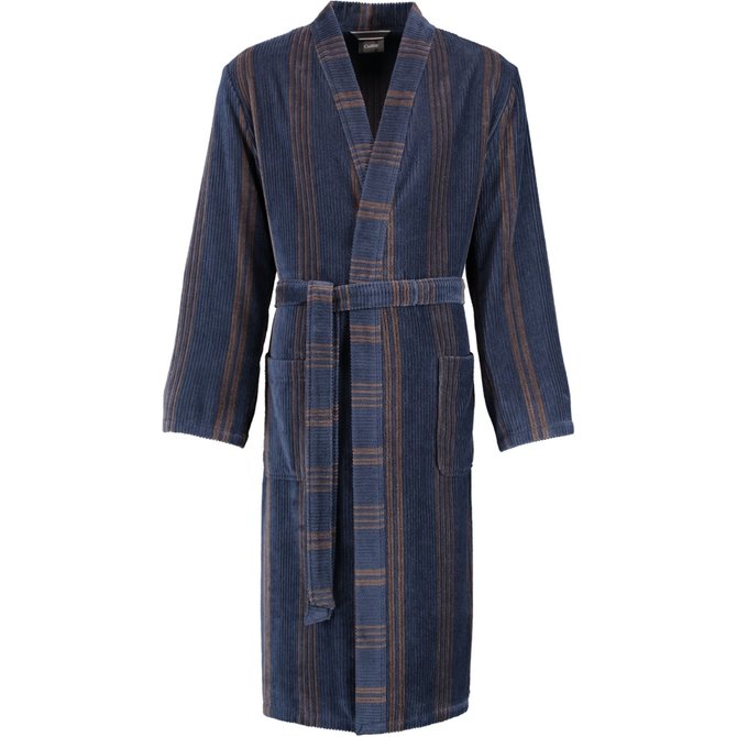 Cawö Heren Kimono Badjas extra licht 2508 - Blau  50