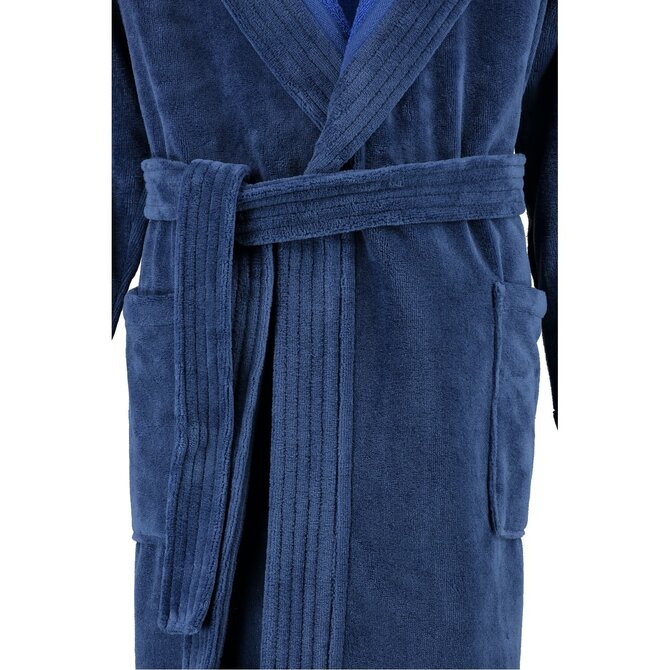 Cawö Heren Badjas met Capuchon 801  - Nachtblau 54/56