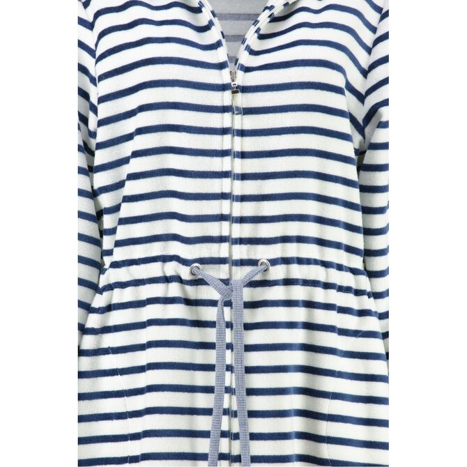 Cawö Dames Badjas kort met Tunnelkoord en Rits 6597  Navy 40