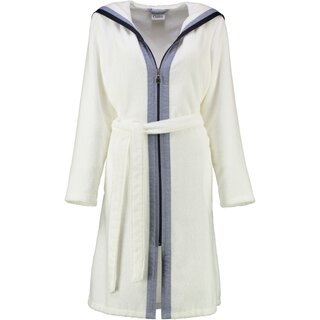 Cawö Dames Badjas met Capuchon en Rits 6598 Weiss 36