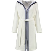 Cawö Dames Badjas met Capuchon en Rits 6598 Weiss 46