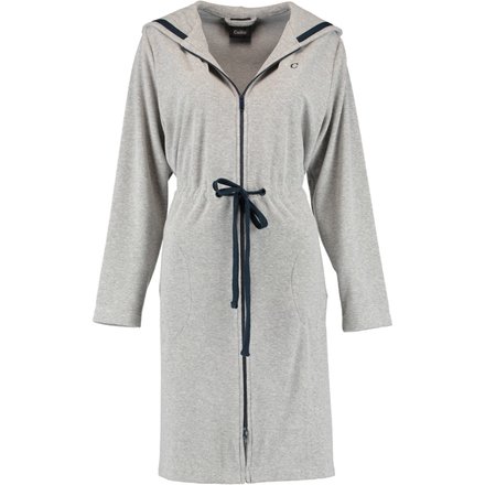 Cawö Dames Badjas met Capuchon, band en rits 821 - Grau-blau  L