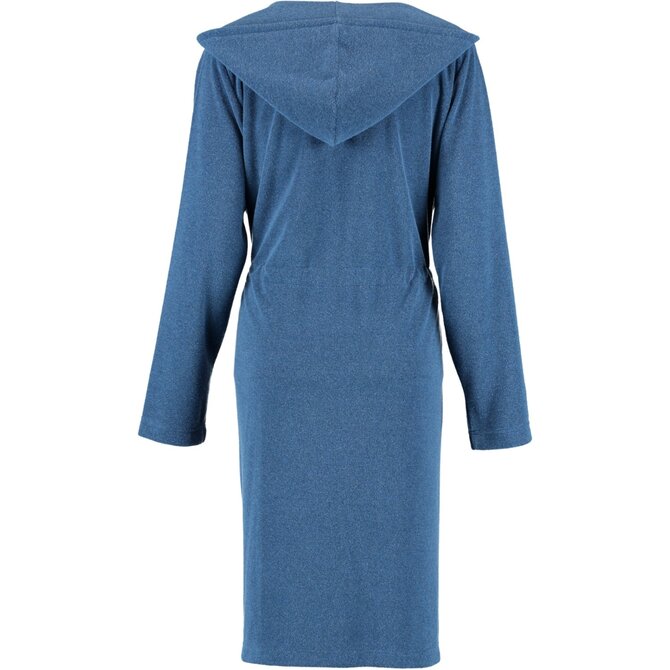 Cawö Dames Badjas met Capuchon, band en rits 821 - Blau-beere  XS