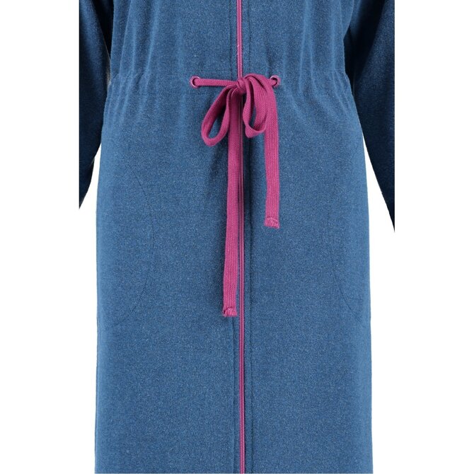 Cawö Dames Badjas met Capuchon, band en rits 821 - Blau-beere  S