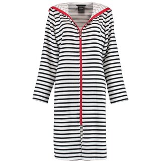 Cawö Dames Badjas kort met Capuchon en Ritssluiting 1244 Schwarz-weiss  36