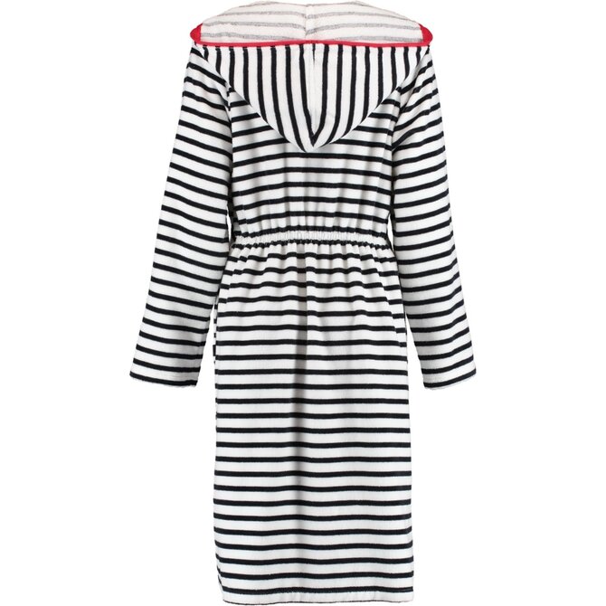 Cawö Dames Badjas kort met Capuchon en Ritssluiting 1244 Schwarz-weiss  44