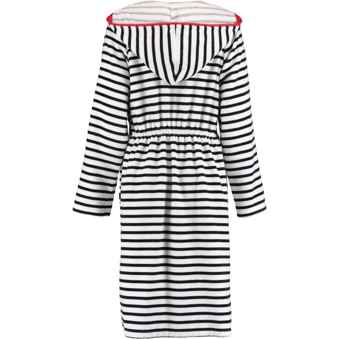 Cawö Dames Badjas kort met Capuchon en Ritssluiting 1244 Schwarz-weiss  42