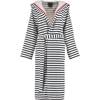 Cawö Dames Badjas met Capuchon 1243 Schwarz-weiss  40