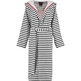 Cawö Dames Badjas met Capuchon 1243 Schwarz-weiss  48