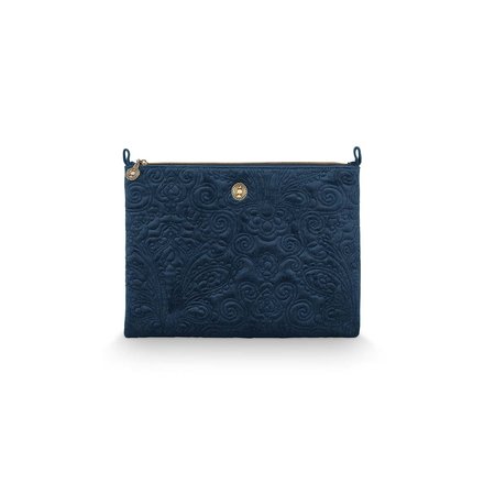 Pip Studio Cosmetic Flat Pouch Large Velvet Quiltey Days Blue 30x22x1cm