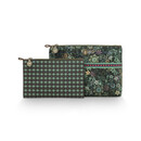 Pip Studio Cosmetic Bag Combi Tutti i Fiori Green 26x18x7.5cm/22x13x1cm